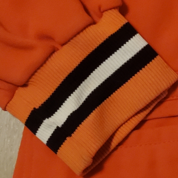 Vintage 1980s Orange White Embroidered Lightweight Varsity Jacket Large 80s #76 - Picture 6 of 16